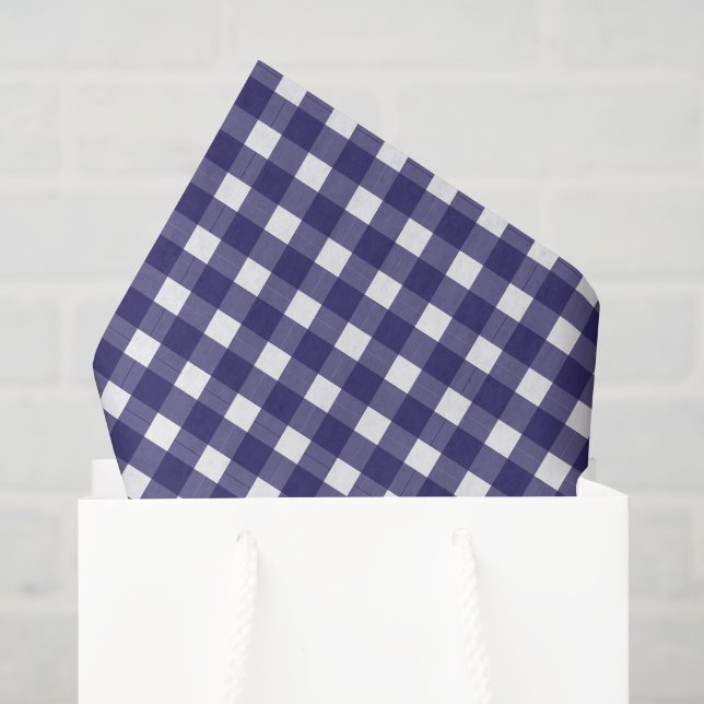 Rustikales Gingham Navy Blau Weiß Ferien Seidenpapier (Geschenktüte)
