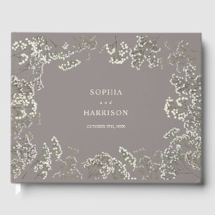 Rustikales Gipskraut Amethyst Wedding Gästebuch