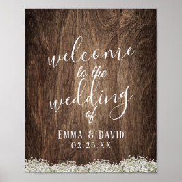 Rustikales Gipskraut Blumenzehen Willkommen Poster