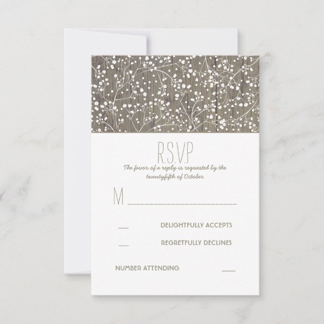 Rustikales Gipskraut Hochzeit RSVP-Karte RSVP Karte (Vorderseite)