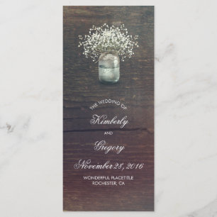 Rustikales Gipskraut Mason Jar Hochzeitsprogramme Programm