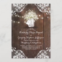 Rustikales Gipskraut Mason Jar Lights Lace Wedding