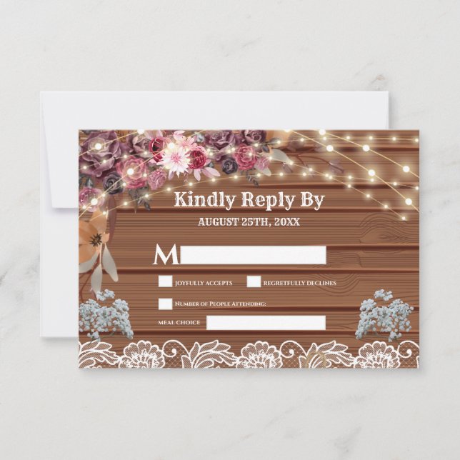 Rustikales Gipskraut RSVP Karte (Vorderseite)