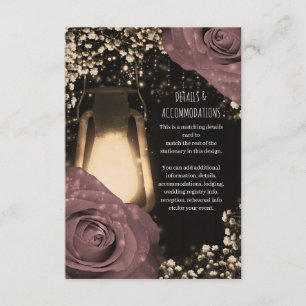 Rustikales Glühen Laterne Dusty Pink Roses Hochzei Begleitkarte