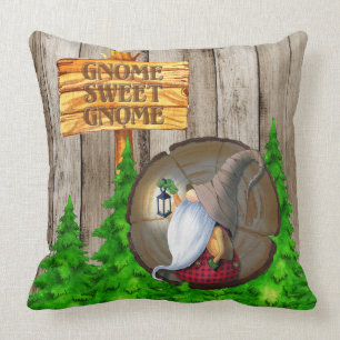 Rustikales Gnome Sweet Gnome Kissen