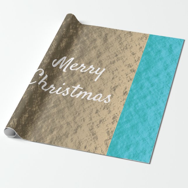 Rustikales Gold Aquamarin Blauer Elegant Frohe Wei Geschenkpapier (Ungerollt)