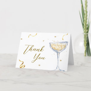 Rustikales Gold Brunch Bubbly Champagner Baby Dusc Dankeskarte