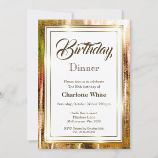 Rustikales Gold Frame 50. Geburtstag Abendessen Ei Einladung