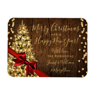 Rustikales Gold Frohe Weihnachten Nicht-Foto Glitz Magnet