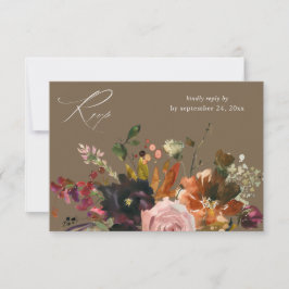 Rustikales Gold, Lila & rosa Blütenblätter mit Meh RSVP Karte