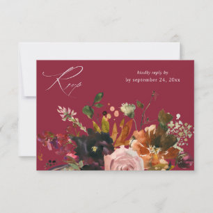 Rustikales Gold, Lila & Rosa Floral mit Mahlzeit V RSVP Karte