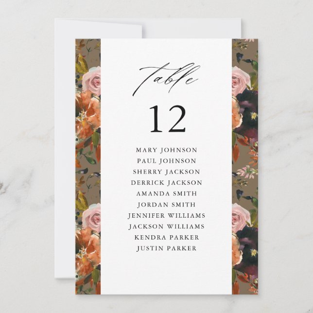 Rustikales Gold, Lila Tau Tischnummer Seekarte (Vorderseite)