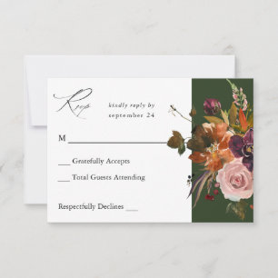 Rustikales Gold, Lila und rosa Blütenblätter auf d RSVP Karte