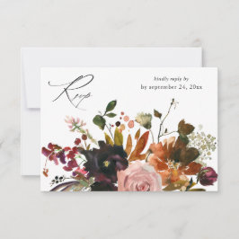 Rustikales Gold, Lila und rosa Blütenblätter mit M RSVP Karte