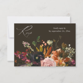 Rustikales Gold, Lila und rosa Blütenblätter mit M RSVP Karte