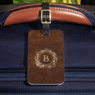 Rustikales Gold-Monogramm Elegant Gepäckanhänger