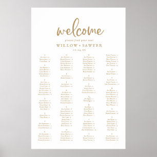 Rustikales Gold Script - Alphabetisches Seekarten Poster