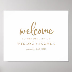 Rustikales Gold Script Wedding Welcome Poster