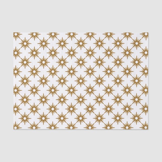 Rustikales Gold Stars Muster Weißzettel Seidenpapier (Vorderseite)