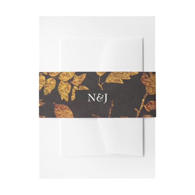 Rustikales Goldenes Blätter Herbst Elegante Hochze Einladungsbanderole (Vorderseite Beispiel)