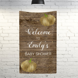Rustikales goldenes Kürbis-Barn-Holz-Baby-Shower-W Banner