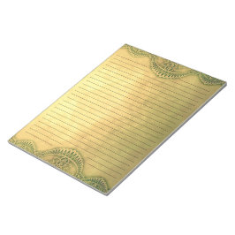 Rustikales goldenes Senfblatt mit Zierarbeit Notizblock
