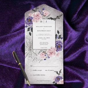 Rustikales Gotisches Rosa & Lila Halloween kein Ab All In One Einladung