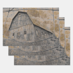Rustikales Grau Sepia Barn Vintage Textur Geschenkpapier Set