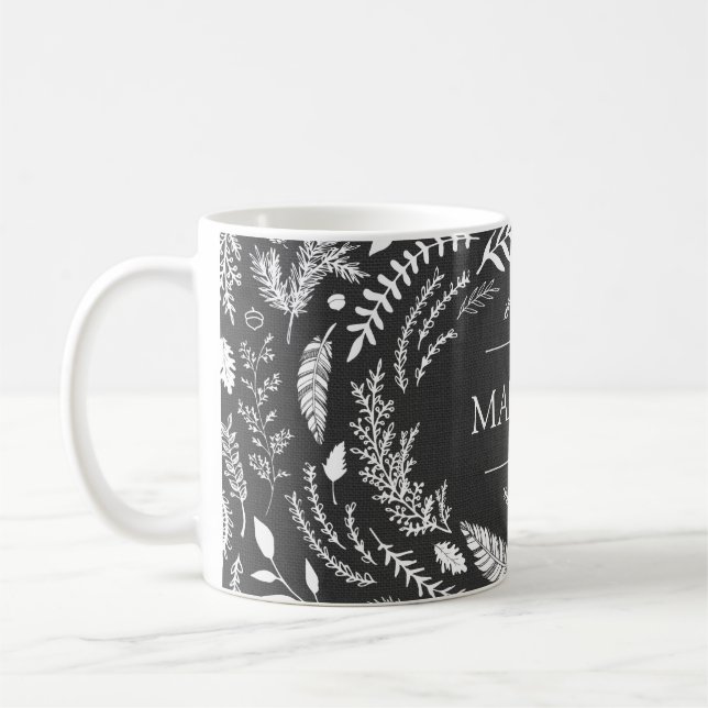 Rustikales Grau-Winter-Monogramm Kaffeetasse (Links)