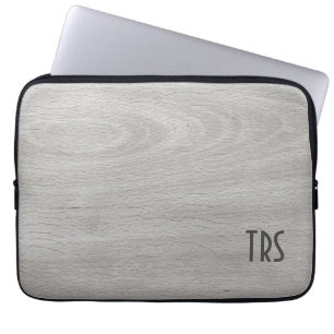 Rustikales Grau Wood Grain Monogramm Laptopschutzhülle