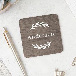 Rustikales graubraunes Holz Laurel Nachname Monogr Getränkeuntersetzer