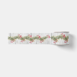Rustikales graues Barnboard Holly and Red Berries  Ripsband