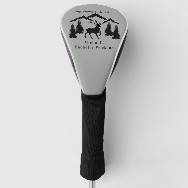 Rustikales graues Buck Jagen Bachelor Weekend Golf Headcover (Vorderseite)