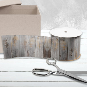 Rustikales graues Holz Tone Planks Satin Ribbon Satinband