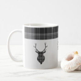 Rustikales graues Tartan Muster und Steg Head Antl Kaffeetasse