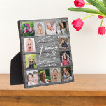 Rustikales Grauholz-Familienangebot 12 FotoCollage Fotoplatte<br><div class="desc">Erstellen Sie Ihre eigene Collage-Plakette mit 12 Ihrer Lieblingsbilder auf einem Hintergrund aus Holz.Personalisieren Sie Ihre Fotos mit Familiennamen und festem Datum. Das Zitat "Familienwohin das Leben beginnt und Liebe nie endet" fügt dem Foto eine einzigartige Touch hinzu.</div>