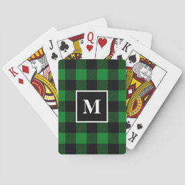Rustikales Green Buffalo Kariert Monogram Spielkarten