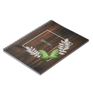 Rustikales Green Butterfly Personalisiertes Notebo Notizblock