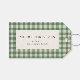 Rustikales Green Gingham Moderne Weihnachten Geschenkanhänger