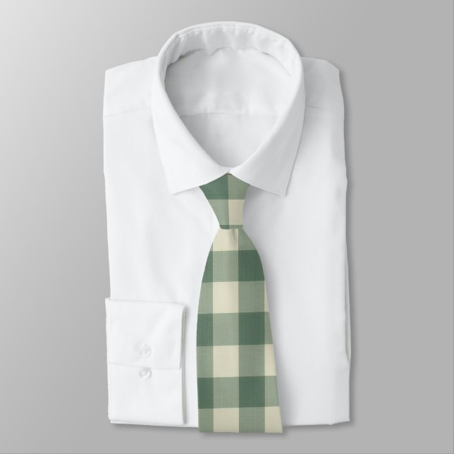 Rustikales Green Gingham Moderne Weihnachten Krawatte (Gebunden)