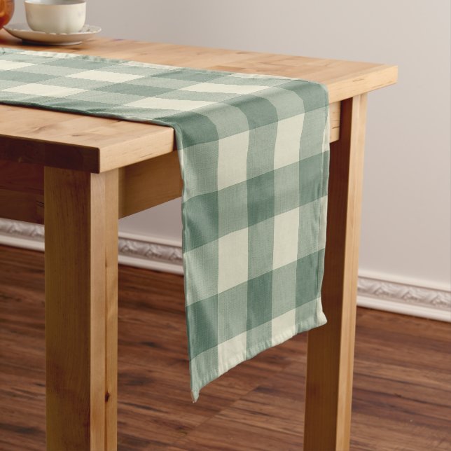 Rustikales Green Gingham Moderne Weihnachten Kurzer Tischläufer (Beispiel)