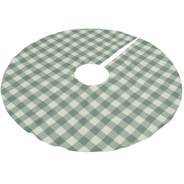 Rustikales Green Gingham Moderne Weihnachten Polyester Weihnachtsbaumdecke (Schrägansicht)