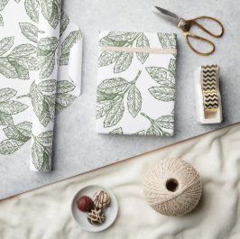 Rustikales Green Winter Foliage Urlaubspapier Geschenkpapier