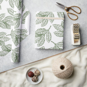 Rustikales Green Winter Foliage Urlaubspapier Geschenkpapier