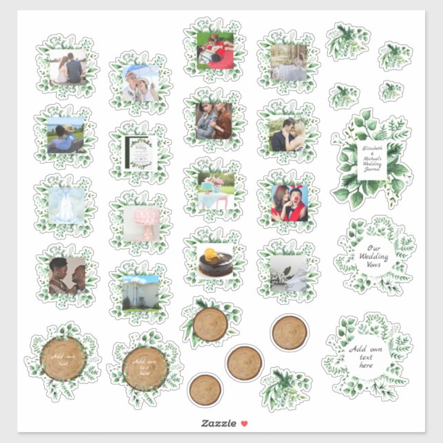 Rustikales Greenery Foto Wedding Planner Journal T Aufkleber (Blatt)