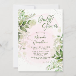Rustikales Grün Blush Pink Airy Brautparty Einladung