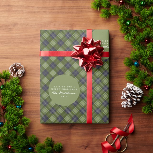 Rustikales Grün Kariert Tartan Weihnachten Geschenkpapier (Feiertagsgeschenk)