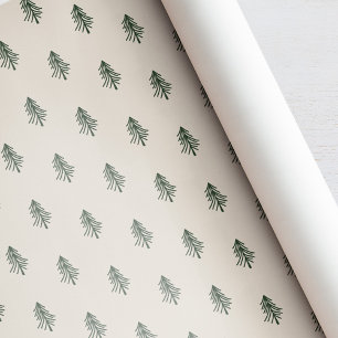 Rustikales Grün und Beige Pinienbäume Weihnachten Geschenkpapier