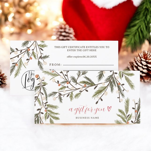 Rustikales Grün Winterurlaub Weihnachtslogo (Rustic Greenery Winter Holiday Christmas logo)