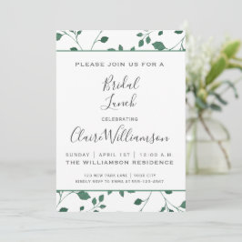 Rustikales Grünes Aquarellblatt | Bridal Lunch Einladung